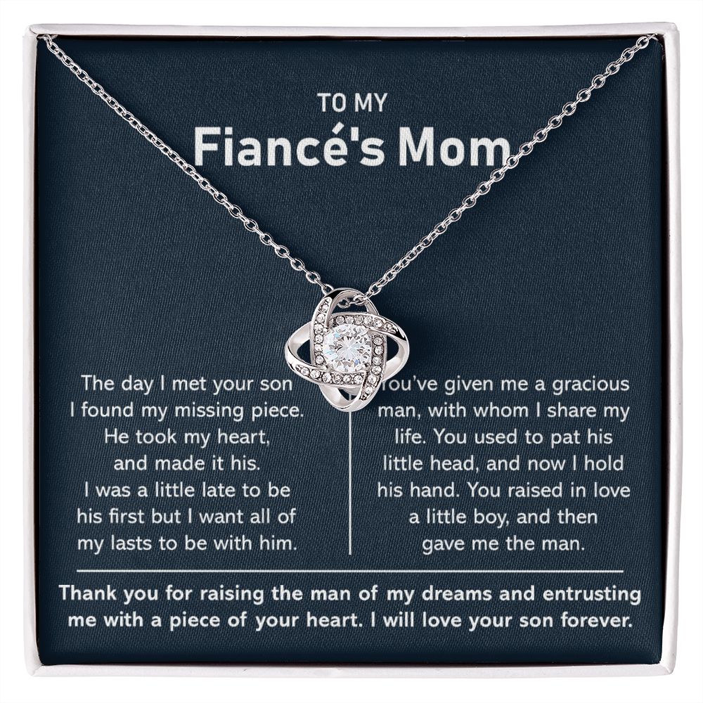 To My Fiance's Mom- Loveknot Necklace- Thank You For Raising