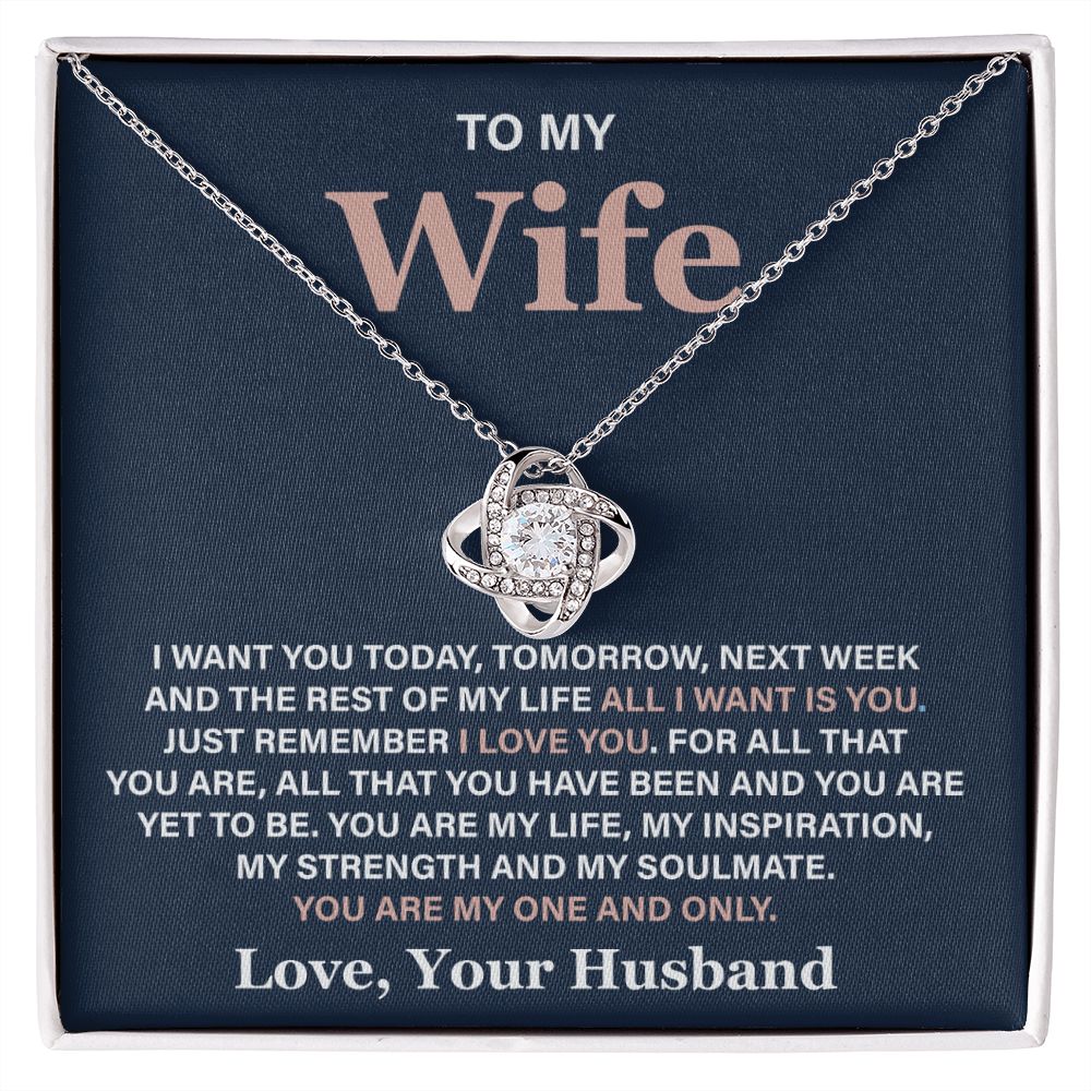 To My Wife-Loveknot Necklace- You Are My One