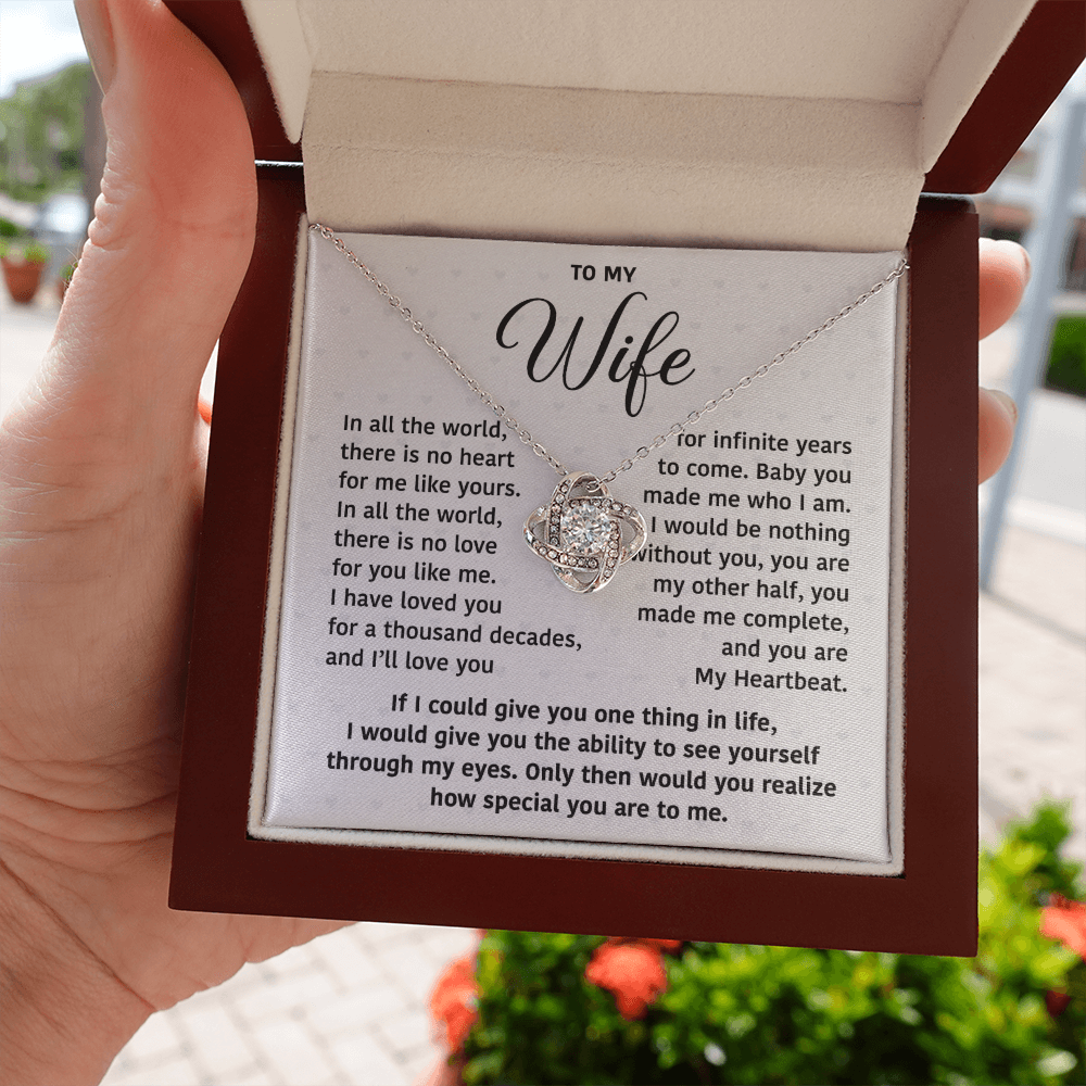 To My Wife- Loveknot Necklace-You Made Me Complete