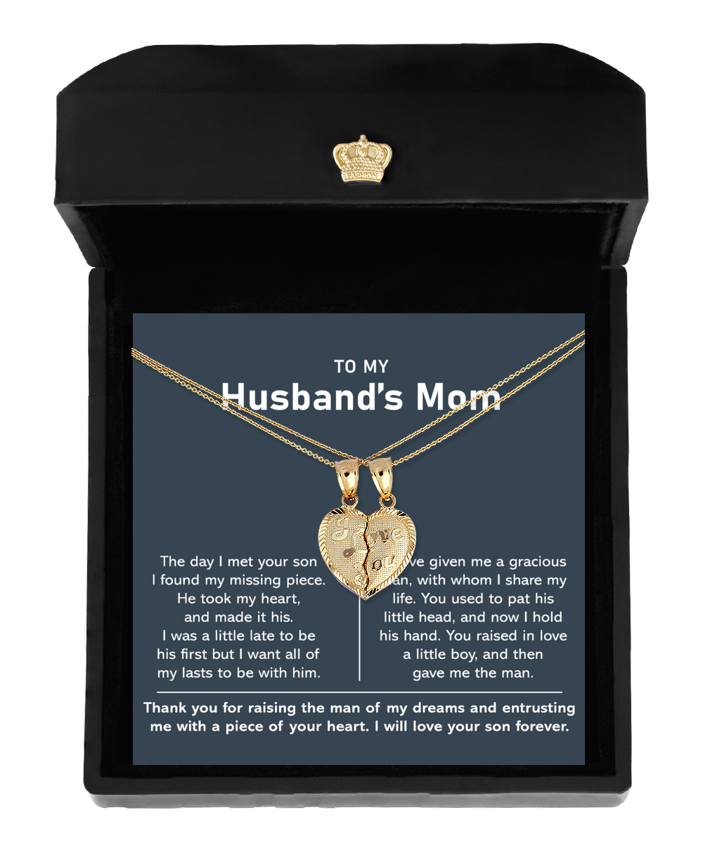 To My Husband's Mom - Thank You For Raising The King of My Dreams - Breakable Heart Gold Necklace